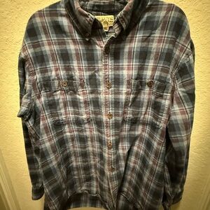 Duluth Trading Co Blue  Plaid Flannel Shirt Size L